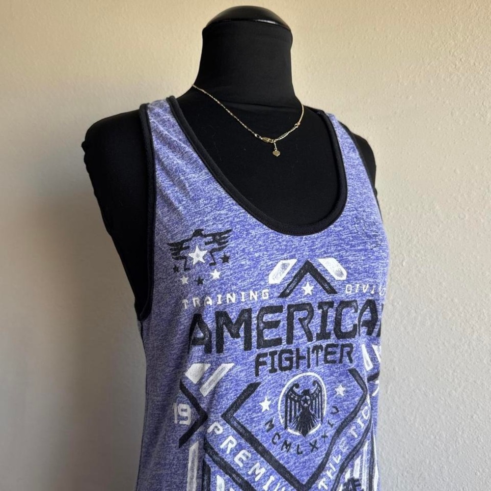 American Fighter Purple Marl Racerback Eagle Shield Tank Sz S